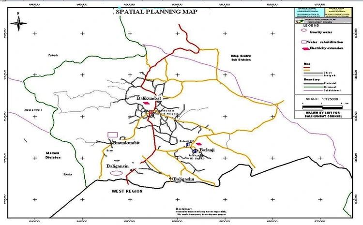 Map with Balikumbat, Baligashu & Baligansin villages