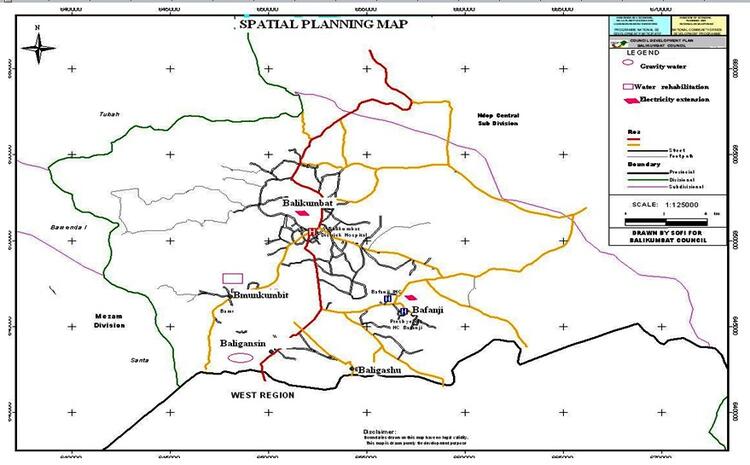 Map with Balikumbat, Baligashu & Baligansin villages